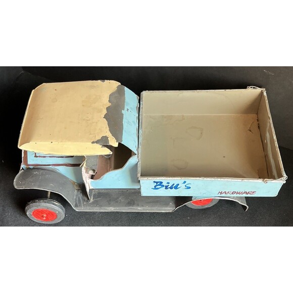 Vintage Tin Toy Hand Painted Truck Blue & Gray - Picture 2 of 10